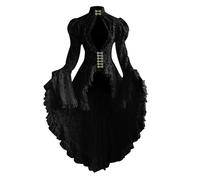 Vestito Corte retrò Donna con Pizzi e Collo Alto Maniche a Sbuffo Abito Gotico Rinascimentale Solido Gonna a Volant in Rete Vintage Elegante Vestiti da Sera da Cocktail Cosplay Festa di Halloween