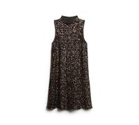 Vestito corto a trapezio da donna senza maniche in paillettes Superdry Marron XS
