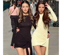 Vestito Corto Aderente Con Drappeggio Laterale Elegante Da Sera Party CF54416