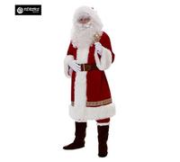Vestito Costume Babbo Natale con Cappuccio Cosplay Santa Claus Christmas SANTC07