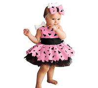 Vestito Costume da Ciottolina con Osso Fascia per Bimba e Bambino, Arancia Verde Halloween Dog Bones Historical Cavegirl Abito in a Rete Abiti da Principessa Costume da (2-3 Years)