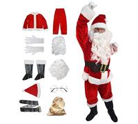 Vestito da Babbo Natale deluxe, classico costume da Babbo Natale, per uomini, morbido e confortevole, per feste di riunione