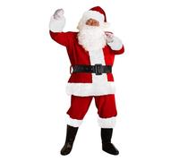 Vestito da Babbo Natale in Velluto 5 Pezzi Vestito da Babbo Natale Rosso Deluxe Costume Babbos Natalizio, Outfits Babbos Natales Uomo Pantaloni con Fascia Elastica Natales Taglie Forti Festa Cosplay