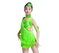 Vestito da Ballo Latino con Frange per Ragazze per Spettacoli di Danza da Sala Abbigliamento da Ballo Tango Cha Cha Salsa Samba Costume da Ballo Gonna con Nappe Abiti per Esercitarsi nella Danza (140