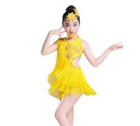 Vestito da Ballo Latino con Frange per Ragazze per Spettacoli di Danza da Sala Abbigliamento da Ballo Tango Cha Cha Salsa Samba Costume da Ballo Gonna con Nappe Abiti per Esercitarsi nella Danza (150