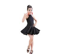 Vestito Da Ballo Latino Per Bambina, Senza Maniche, Scollo All'americana, Spettacolo Di Danza, Competizione, Abbigliamento Da Ballo Per Rumba Samba Cha Cha Tango Party Gonna Altalena , 170cm,Black
