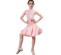 Vestito da Ballo Latino per Bambine, con Spacchi, Moderno, per Ballo da Sala per Bambini Gonna da Tango Senza Maniche per esercitazioni Costumi da Competizione,Barbie Pink,120cm