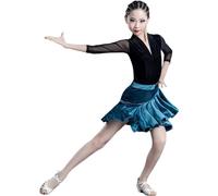 Vestito da Ballo Latino per Bambini da Sala tutù in Rete per Palcoscenico Salsa Samba Competizione di Danza Costumi di Pratica (120)