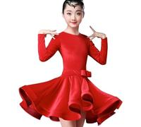 Vestito da Ballo Latino per Ragazze Abiti da Ballo da Sala Moderni per Ragazze Gonna da Tango per Salsa Abbigliamento da Pratica in Velluto per Ragazze Costumi da Competizione per La Pratica di Danza