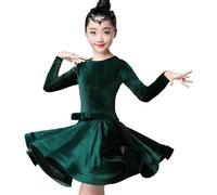 Vestito da Ballo Latino per Ragazze Abiti da Ballo da Sala Moderni per Ragazze Gonna da Tango per Salsa Abbigliamento da Pratica in Velluto per Ragazze Costumi da Competizione per La Danza (110)