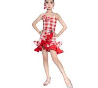 Vestito da Ballo Latino per Ragazze, Body Senza Maniche per Bambini Abbigliamento da Ballo da Sala Abbigliamento da Competizione per la Scuola di Danza,Rosso,140
