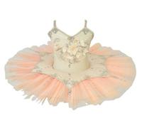 Vestito da Ballo per Bambina con tutù e Canotta, Stile Lago dei cigni, Body da Ballo Costume da Ballerina, Abito Ginnastica con Spalline Sottili, Senza Maniche da Competizione,Arancia,120