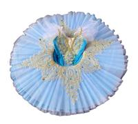 Vestito da Ballo per Bambina con tutù e Canotta, Stile Lago dei cigni, Body da Ballo Costume da Ballerina, Abito Ginnastica con Spalline Sottili, Senza Maniche da Competizione,Blu,160