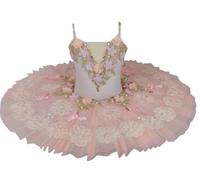 Vestito da Ballo Professionale per Ragazze con tutù Ballerina Principessa Ginnastica Danza Compleanno Festa Competizione Costume da Spettacolo,Rosa,130