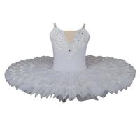 Vestito da Ballo Professionale per Ragazze con tutù Ballerina Principessa Ginnastica Danza Compleanno Festa Competizione Costume da Spettacolo,Bianca,50