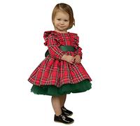 Vestito da Bambina di Natale Completo Bambina Natale Stampa Abito Ragazza Bambina a Maniche Lunghe Abiti Neonata Natalizio Babbo Vestiti Principessa Elegante Bambina Abito per (ZC-Red, 3-4 Years)