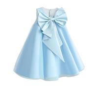 Vestito da Bambina Elegante Abito Principessa Bambine Abito Senza Maniche con Fiocco Costume di Festa Cerimonia Estivi Birthday Party Wedding Dresses per 3-8 Anni (01-Light Blue, 4-5 Years)