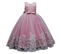Vestito da bambina floreale in pizzo per bambini, matrimonio, damigella d'onore, concorso, festa, maxi abito formale, lungo, grande primo compleanno, ballo, ballo, paillettes, fiocco, a, 140 cm