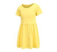 Vestito da bambina in tinta unita, a maniche corte, casual, in cotone, linea ad A, per bambine dai 2 ai 14 anni, Giallo tinta unita, 9-10 Anni