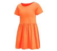 Vestito da bambina in tinta unita, a maniche corte, casual, in cotone, linea ad A, per bambine dai 2 ai 14 anni, Arancione tinta unita, 11-12 Anni
