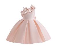 Vestito da Bambina per Bambina, Monospalla, in Tessuto di Raso, Vestito da Principessa, Costume da Pianoforte, Tinta Unita Cappello