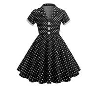 Vestito da bambina per il primo compleanno e a maniche corte, vintage, per bambini, linea A, abito estivo per ragazze, Nero , 9-10 Anni