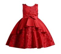Vestito da bambina per la primavera e il compleanno dei bambini, abito da principessa, tutù, gonna, per ragazze, con, Colore: rosso, 5-6 Jahre