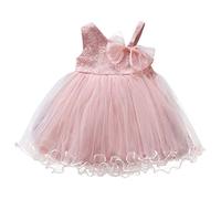 Vestito da battesimo per bambine, senza maniche, da principessa, per la prima comunione, per il battesimo, per bambini, da 0 a 6 mesi, A01 Pink, 6-12 Mesi