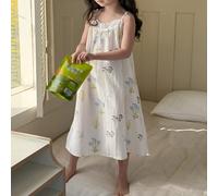 Vestito da camera estivo per ragazze con stampa floreale e fiocco decorativo 6Y,7Y,4Y,5YPiantePoliestere