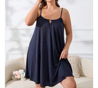 Vestito da camiciola da notte per donne di taglia forte, semplice e tinta unita, adatto per l'uso quotidiano 1XL,2XL,3XL,4XL,5XLColore unicoMaglia a coste