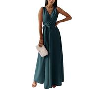 Vestito da Cerimonia Maxi Lungo Donna Vestito da Cocktail Slim Vita Alta Estivo Abito da Sera Senza Maniche Abito da Ballo Collo V Elegante Maxiabito da Party