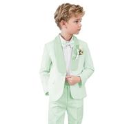 Vestito da cerimonia nuziale per ragazzi Portatore Anello Vestito Comunione Vestito Battesimo Outfit 2 Pezzi Bambini Smoking Bambini Abiti bianchi, Verde chiaro, 8 anni