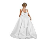 Vestito da damigella d'onore, per matrimonio, principessa, prima comunione, formale, concorso, ballo, con fiocco, bianco, 8 anni