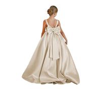Vestito da damigella d'onore, per matrimonio, principessa, prima comunione, formale, concorso, ballo, con fiocco, Champagne, 12 anni