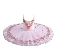 Vestito da Danza Classica per Bambine, Senza Maniche, con Paillettes, Body da Ginnastica, tutù Gonna Pattinaggio Artistico Danza Abbigliamento da Festa per Bambini,Rosa,150