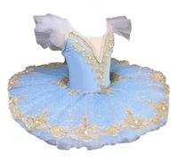 Vestito da Danza Classica per Bambine, Senza Maniche, con Ricami, Body Ginnastica tutù Gonna Costume Ballerina Canotta Pattinaggio Artistico Abbigliamento Ballo per Bambini,Blu,120