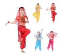 Vestito da Danza del Ventre per Bambina con Paillettes Abito da Ballo Indiano Arabo Principessa Maniche Lunghe Costume Orientale Costume Halloween Carnevale Cosplay Vestito Latino Americano Bambina