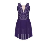 Vestito da danza lirica for bambine e ragazze, con strass, con spalline sulla schiena, orlo asimmetrico, senza maniche(8)
