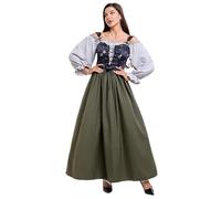 Vestito da dirndelKleid medievale, gilet da due pezzi, costume da cosplay elegante, per donne, Halloween, feste, performance, coltello da spada medievale (verde militare, M)