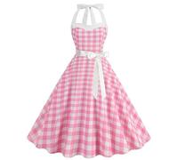 Vestito da Donna con Bretelle al Collo Anni 50 Abiti Audrey Hepburn Vestito Signore Elegante Cocktail Vestito Ginocchio Abito Gonnada Festa da Sera Vacanza Spiaggia Prendisole 2024 Offerte