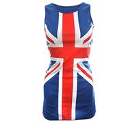 Vestito da donna con motivo bandiera Union Jack, rosso, bianco e blu, abito classico delle icone della musica anni '90/pop britannico, per VE Day/feste in maschera, Blu, XXXL