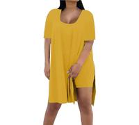 Vestito da donna con pantaloncini sotto, abito estivo oversize da donna, pagliaccetto, pantaloncini integrati, abiti estivi a girocollo, set pigiama da salotto vestibilità ampia con fodera a tenuta