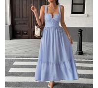 Vestito da donna con scollo a V a righe e incrocio sulla parte anteriore L,M,S,XLColore unicoTessuto intrecciato