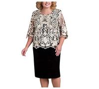 Vestito da donna elegante, da donna, taglie forti, con paillettes, abito midi, abito da cocktail da sera per le donne, per l'estate (bianco XL)