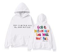 Vestito da donna la felpa da donna con scritta "In God" disponibile La felpa con cappuccio "Dio è nel suo cuore non cadrà" Abiti anime, bianco, S