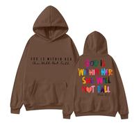 Vestito da donna la felpa da donna con scritta "In God" disponibile La felpa con cappuccio "Dio è nel suo cuore non cadrà" Abiti anime, caffè, XXL