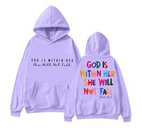 Vestito da donna la felpa da donna con scritta "In God" disponibile La felpa con cappuccio "Dio è nel suo cuore non cadrà" Abiti anime, Lilla, S