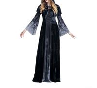 Vestito da donna per giochi di ruolo, con mantello, gonna con cappuccio, stile vampiro, piccolo diavolo, per occasioni di carnevale (S, nero)