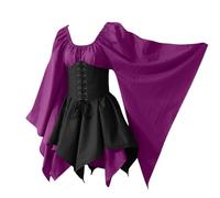 Vestito Da Donna Per Halloween Celtico Pipistrello Costumi Di Halloween Vittoriano Vintage Vestito Da Steampunk Cosplay Con Corsetto Abito Da Sera Rinascimentale Con Maniche Svasate Costume Da Strega