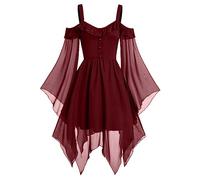 Vestito Da Donna Per Halloween Strega Elegante Vestito Da Steampunk Gotico Da Palazzo Pipistrello Costumi Di Halloween Horror Con Maniche a Farfalla Costume Da Strega Cosplay In Pizzo Abito Da Vampiro